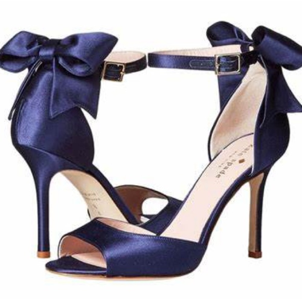 KATE SPADE IZZIE navy satin heels